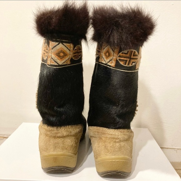 Tecnica Fur Skandia Black Tan Winter Boots 38 - Picture 2 of 5